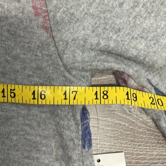 NWT Bailey Lane Crop Tie Front Brushed Pullover Light Grey Floral Hoodie L - Picture 7 of 16